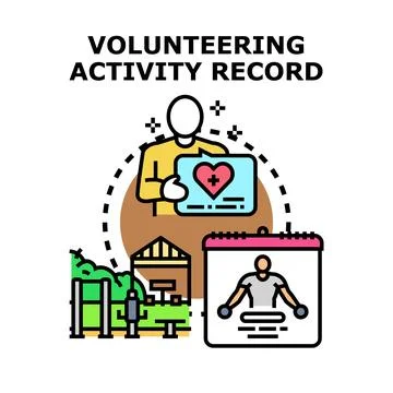 Volunteering activity record for donating social services Stock-Illustration