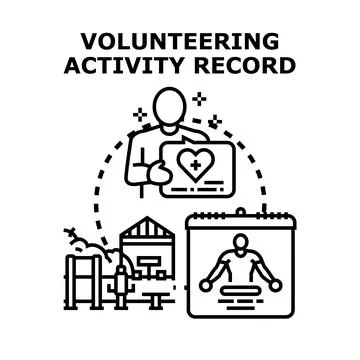 Volunteering activity record for donating social services Stock Illustration