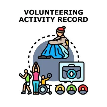 Volunteering activity record tracking community support Stock Illustration