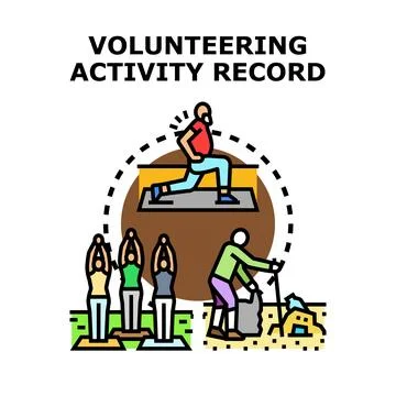 Volunteering activity record tracking community service fitness Stock Illustration