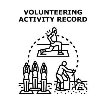 Volunteering activity record tracking community service fitness Ilustración de archivo