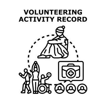 Volunteering activity record tracking community support Illustrazione stock