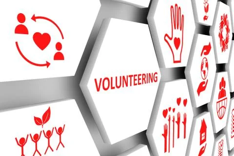 VOLUNTEERING concept cell background 3d illustration Stock Illustration