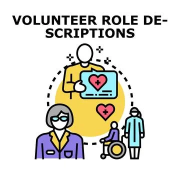 Volunteering roles providing support and assistance concept Stock Illustration