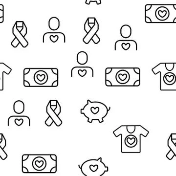 Volunteers, Charity Vector Seamless Pattern イラスト素材
