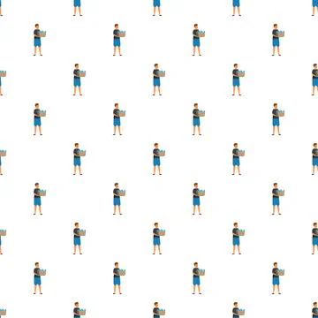 Volunteers distributing aid boxes seamless pattern background Stock-Illustration