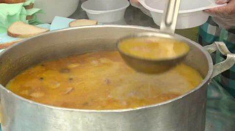 Volunteers served Easter dinner for the homeless. Stock Footage 37294802