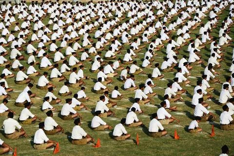 Volunteers sitting annual function ground, jodhpur, rajasthan, india, asia... Stock Photos