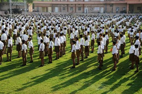 Volunteers standing annual function ground, jodhpur, rajasthan, india, asi... Stock Photos