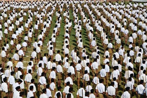 Volunteers standing annual function ground, jodhpur, rajasthan, india, asi... Stock Photos
