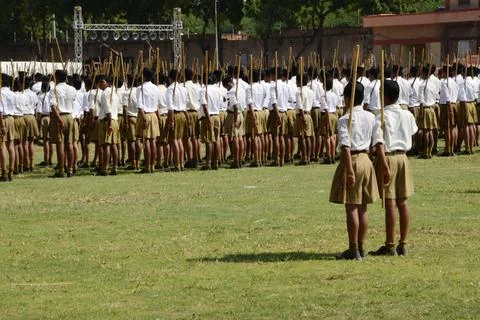 Volunteers standing annual function ground, jodhpur, rajasthan, india, asi... Stock Photos
