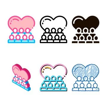 Volunteers support love vector thin line icon variety Stock Illustration