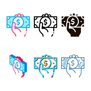 Volunteers support money vector thin line icon styleset Stock Illustration