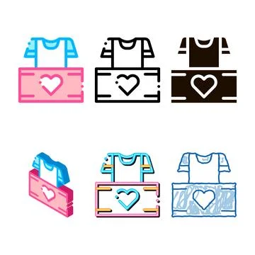 Volunteers support thing box vector thin line icon minimal Stock Illustration