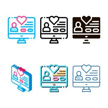Volunteers support website vector thin line types icon Stock Illustration