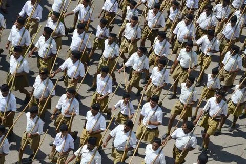 Volunteers walking on road annual function, jodhpur, rajasthan, india, asi... Stock Photos