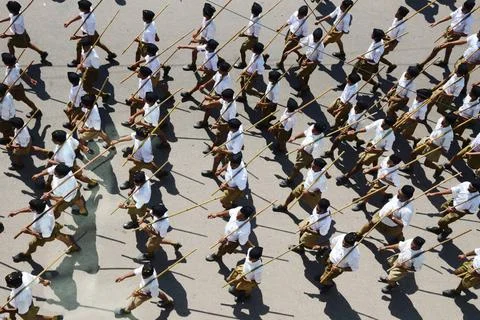 Volunteers walking on road annual function, jodhpur, rajasthan, india, asi... Stock Photos