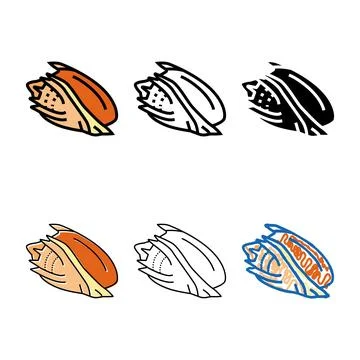 Volute sea shell beach color icon vector series 库存插图