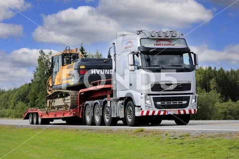 Photograph Volvo Fh Truck Transports Excavator Volvo Fh Truck Of