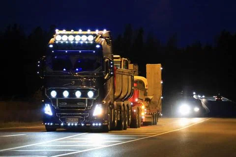Volvo FH16 Show Truck Beautiful Lighting at Night SALO, FINLAND - OCTOBER ... Stock Photos