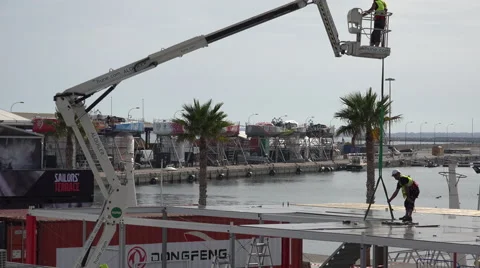Volvo Ocean Race construction and team boats Stock Footage 44313068