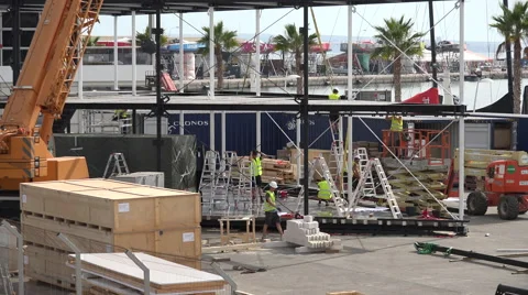 Volvo Ocean Race harbour front construction Stock Footage 44301720