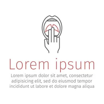 Vomit gesture by putting two fingers in mouth. Line icon. Vector sign for web Illustrazione stock