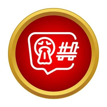 Vomiting emoji in chat bubble with hashtag Stock Illustration