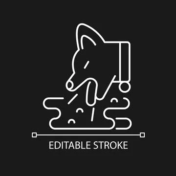 Vomiting pet white linear icon for dark theme Stock Illustration