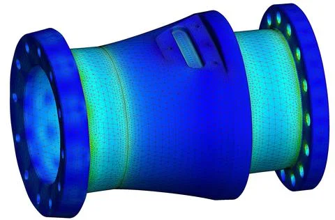 Von mises stress plot of a finite element analysis with mesh - 3d ilustration Stock Illustration