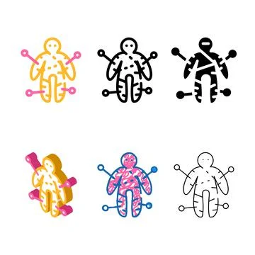 Voodoo doll color types icon vector flat Stock Illustration