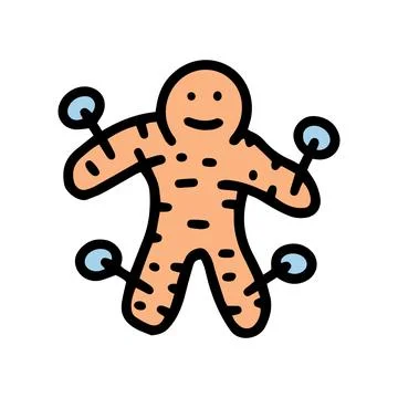 Voodoo doll color vector doodle simple icon Stock Illustration