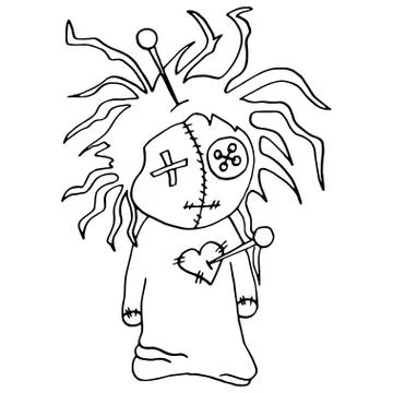 Voodoo doll hand drawn. Vector illustration Stock Illustration