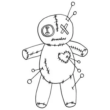 Voodoo doll hand drawn. Vector illustration Stock Illustration