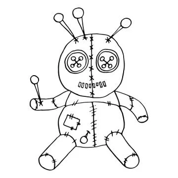 Voodoo doll hand drawn. Vector illustration Stock Illustration