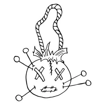 Voodoo doll hand drawn. Vector illustration Stock Illustration