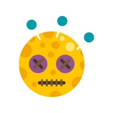 Voodoo doll head with pins and stitched mouth Stock Illustration