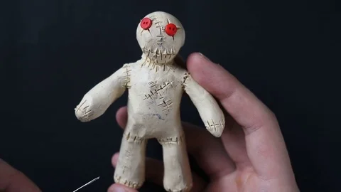 Voodoo Doll. Illustration of impotence, prostatitis, sexually transmitted Stock Footage 81015954