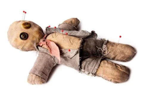 Voodoo doll isolated on white Stock Photos