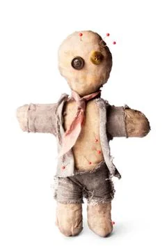 Voodoo doll isolated on white Stock Photos