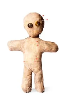 Voodoo doll isolated on white Stock Photos