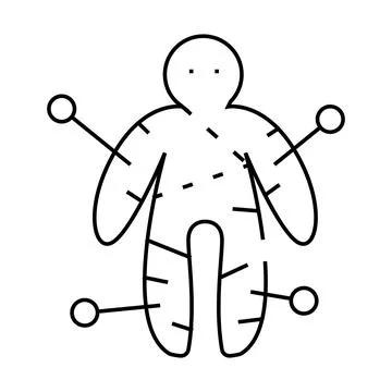 Voodoo doll line icon vector illustration flat Stock Illustration
