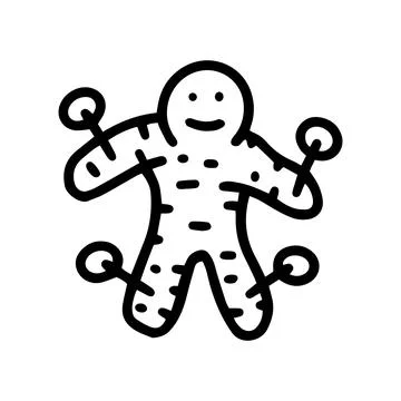 Voodoo doll line vector doodle simple icon Stock Illustration