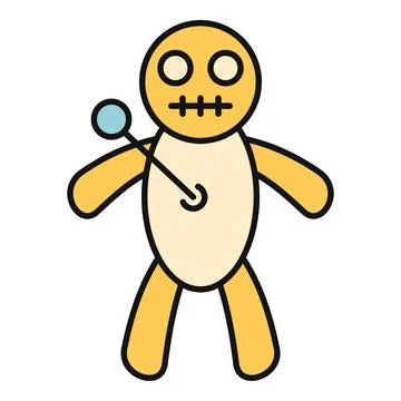 Voodoo doll with pin for black magic Stock Illustration