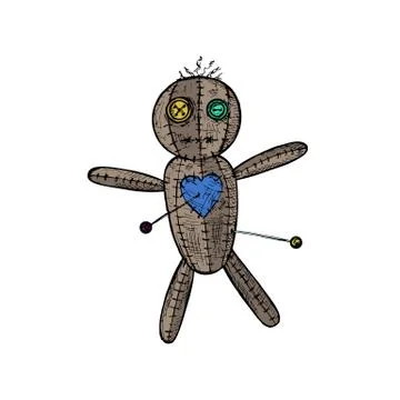 Voodoo doll. Vector cartoon illustration. Isolated object. Illustrazione stock
