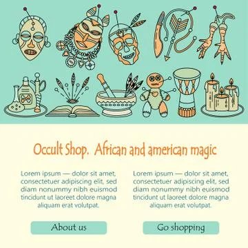 Voodoo magic web template. Mystic card with place for your text. Stock Illustration