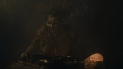 Voodoo Witch Doctor and Mixture Healer Stock Footage 259867009