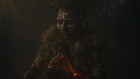 Voodoo witch performing a ritual in her room 스톡 동영상 259866375