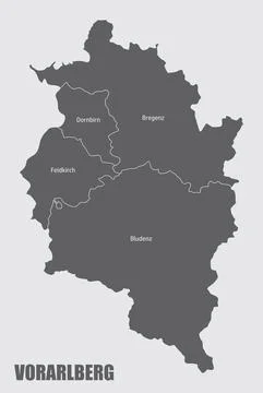 Vorarlberg administrative map Stock Illustration