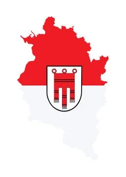 Vorarlberg, Austria region vector map and flag over map with coat of arms Illustrazione stock